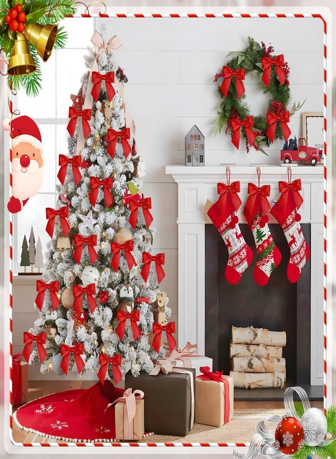 Kunjocy 30 Pieces Satin Ribbon Bow Decor 4.3 Inch Small Premade Twist Tie Bows for Gift Wrapping Treat Bags Crafts Party Favors Wedding Christmas Tree Decorations (Red) - Image 5